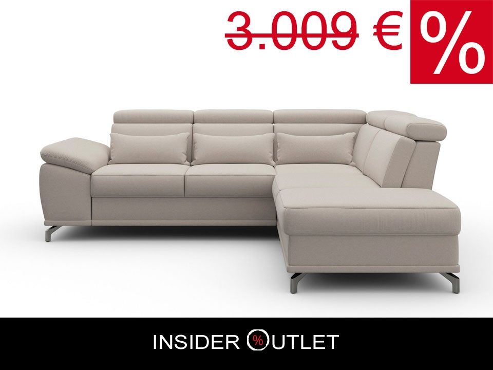 Ecksofa 274x230 cm Creme Beige Federkern Sitztiefenverstellung B-Ware
