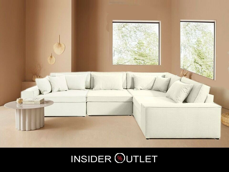 Ecksofa Joreen OTL 360x260 cm Baumwollmix Creme Weiß LeGer Beige B-Ware