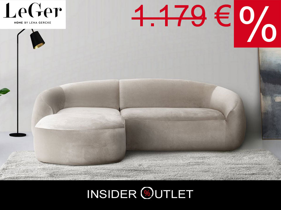 Ecksofa ❤ 255x170 cm Samt Beige LeGer B-Ware