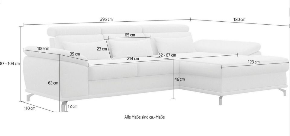 Ecksofa 295x180cm Grau Schlaffunktion Bettkasten Federkern B-Ware
