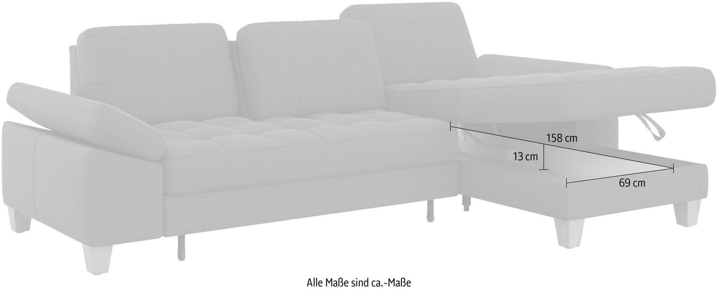 Ecksofa Braun mit Schlaffunktion, Bettkasten, Federkern und Sitztiefenverstellung in Microfaser Lederoptik, Couch Westham jetzt reduziert im Angebot kaufen.