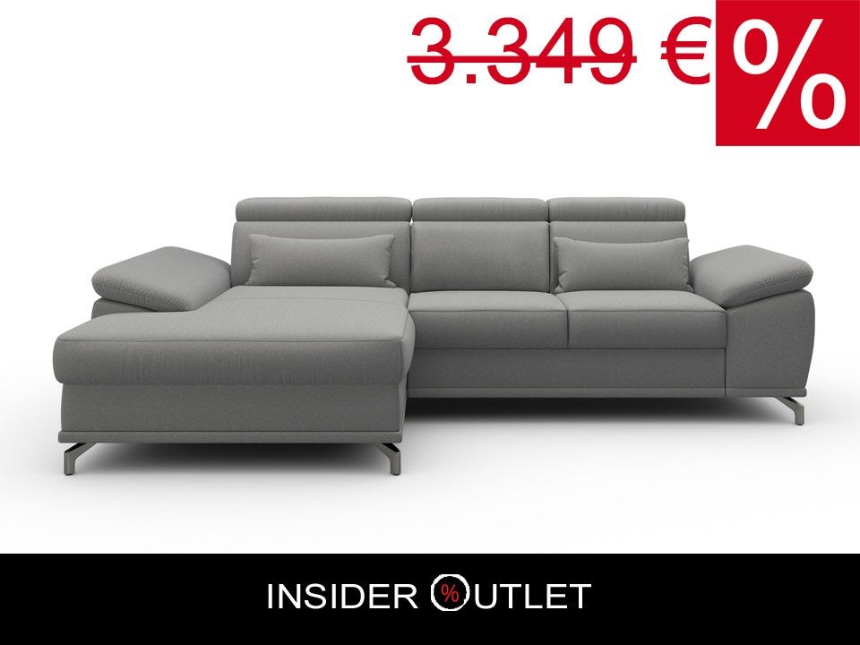 Ecksofa 295x180cm Grau Schlaffunktion Bettkasten Federkern Microfaser B-Ware