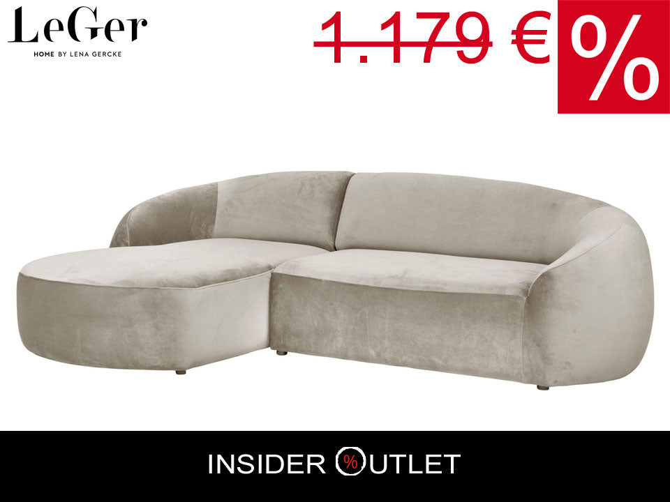 Ecksofa ❤ 255x170 cm Samt Beige LeGer B-Ware