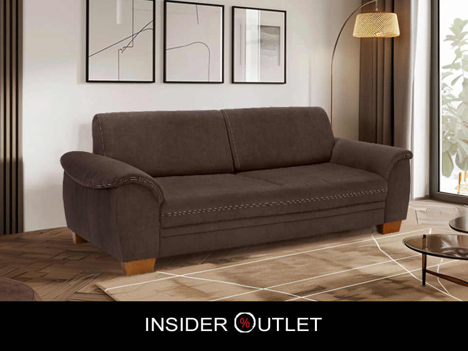 3,5 Sitzer Sofa Husum Braun mit Federkern und Sitztiefenverstellung in Luxus-Microfaser reduziert im Angebot sofort lieferbar.