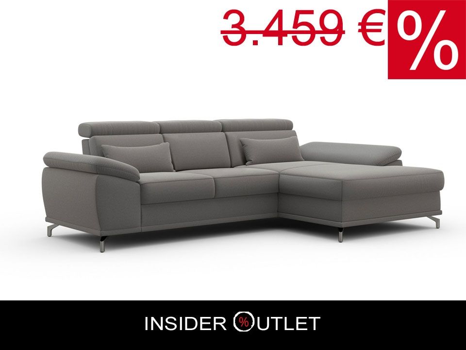 Ecksofa 295x180cm Grau Schlaffunktion Bettkasten Federkern B-Ware