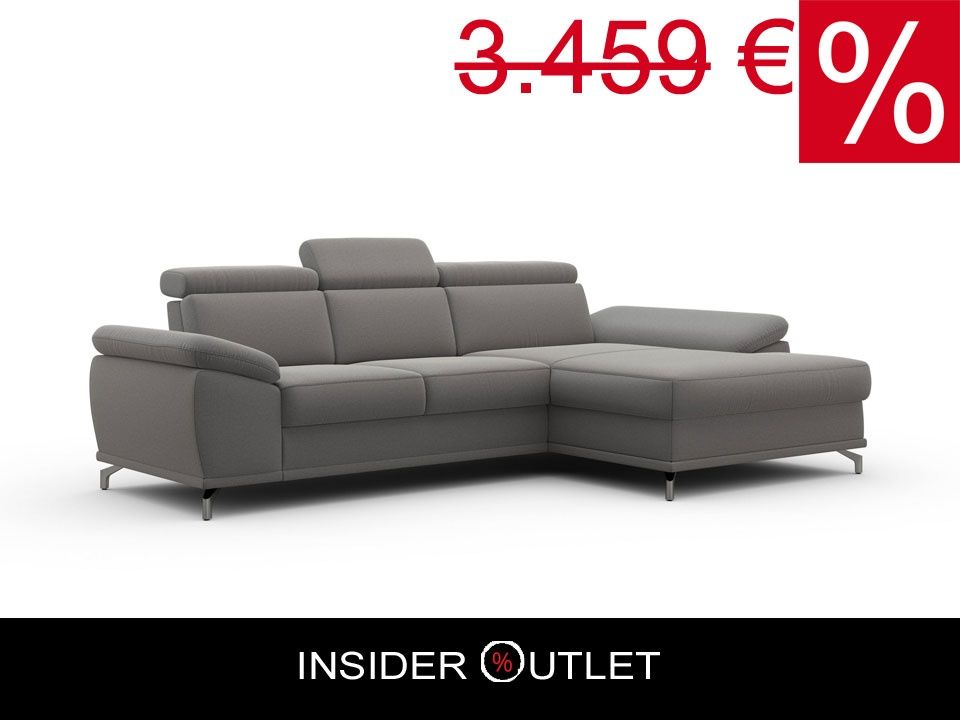 Ecksofa 295x180cm Grau Schlaffunktion Bettkasten Federkern B-Ware