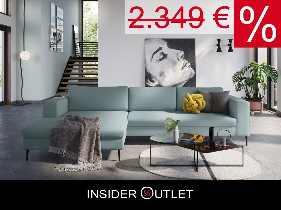 Ecksofa 274x230 cm Mint Blau B-Ware