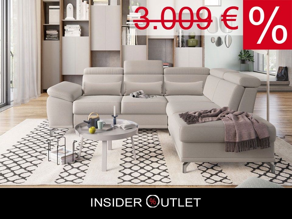 Ecksofa 274x230 cm Creme Beige Federkern Sitztiefenverstellung B-Ware