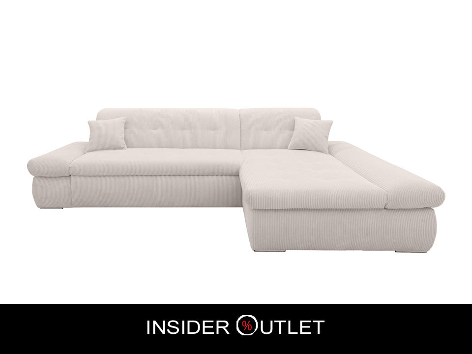 XL Ecksofa London Cord Beige 300x172 cm mit Schlaffunktion und Armteilverstellung Cordsofa Schlafsofa OTR
