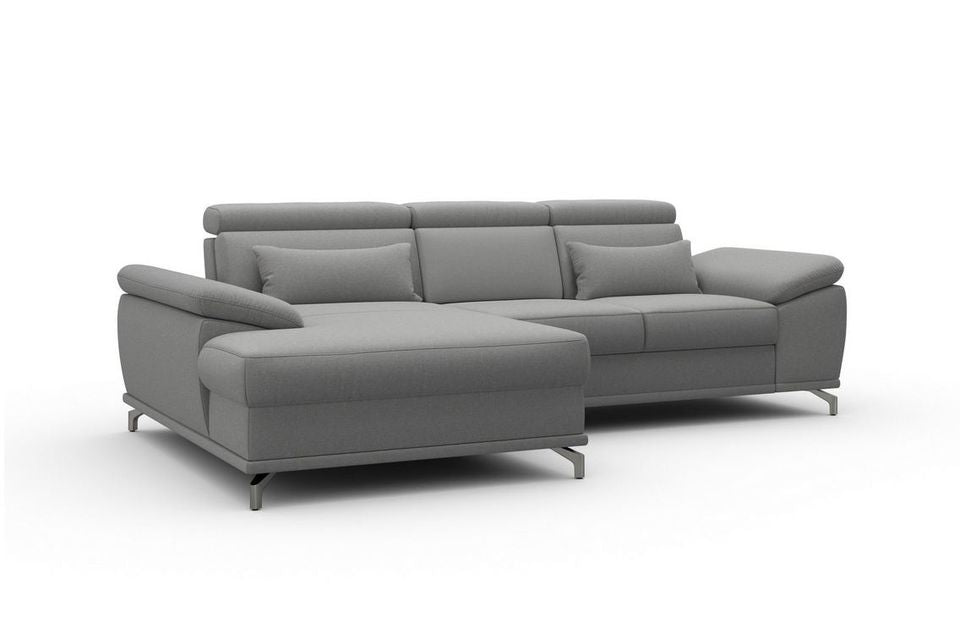 Ecksofa 295x180cm Grau Schlaffunktion Bettkasten Federkern Microfaser B-Ware