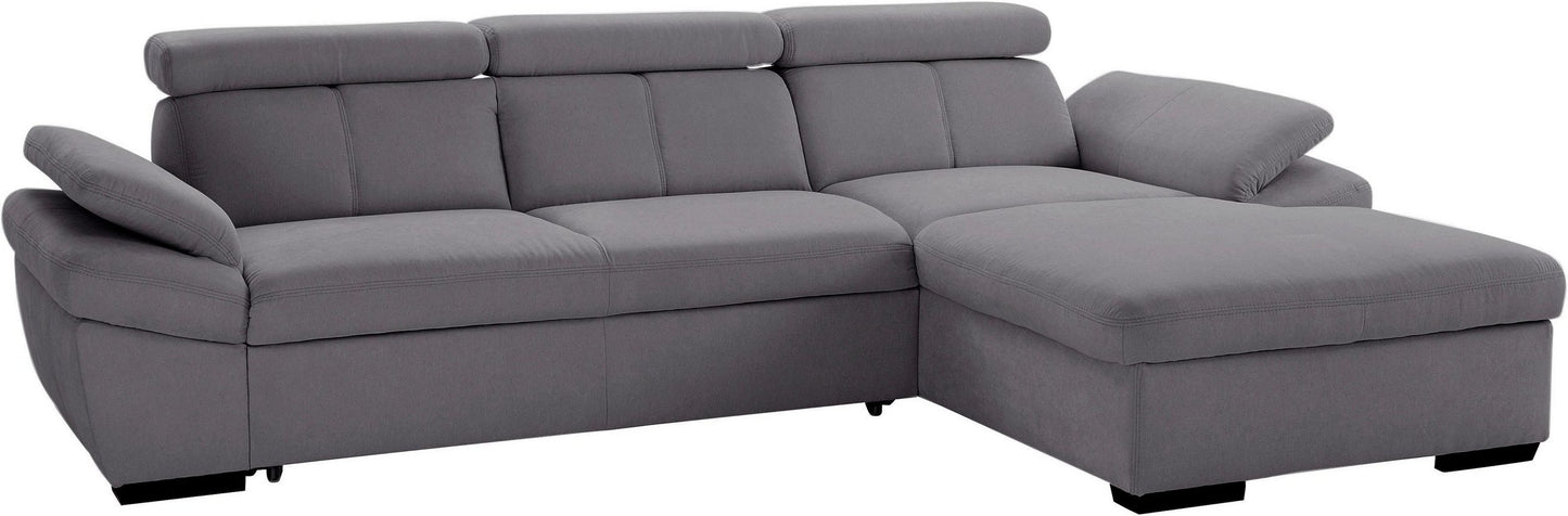 Ecksofa 280x170 cm Grau Luxus-Microfaser Bettfunktion B-Ware