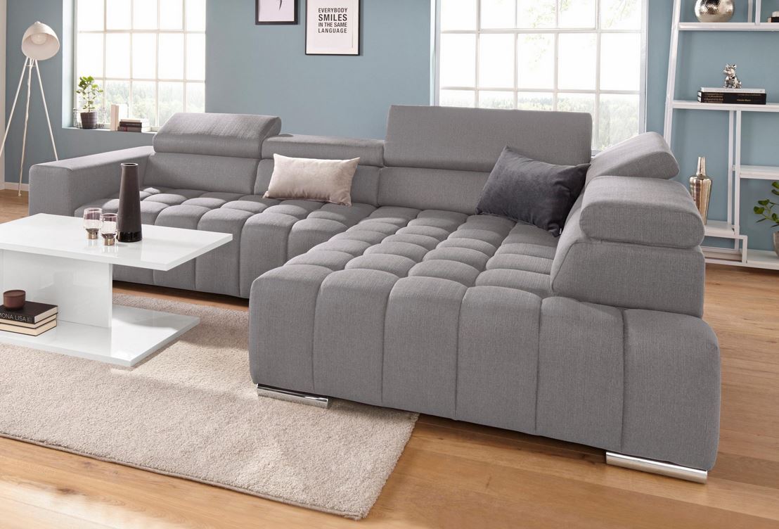BIG Ecksofa 307x201cm Grau Schlaffunktion B-Ware