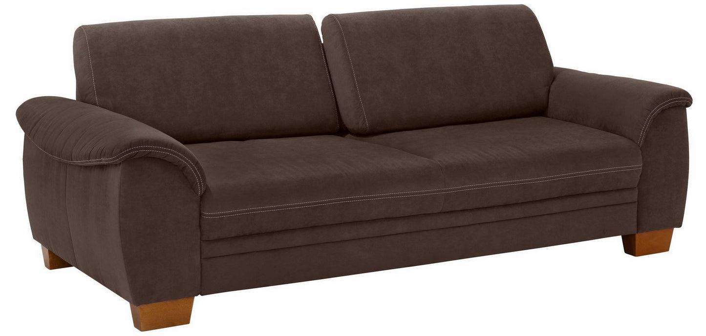 3,5 Sitzer ❤ Sofa Husum 225x106cm Federkern Sitztiefenverstellung in Microfaser Braun.