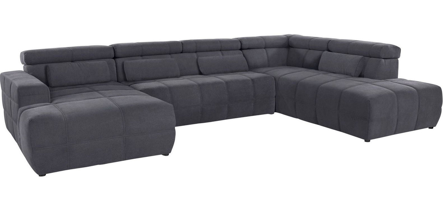 Wohnlandschaft Grau Brandon mit Microfaser weich U-Form, Sofa, Couch Grau online bestellen.