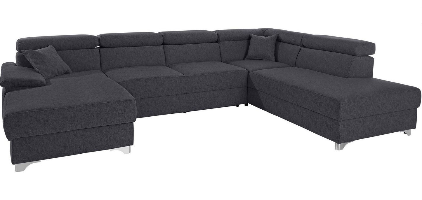 Wohnlandschaft 337cm Grau Luxus-Microfaser B-Ware