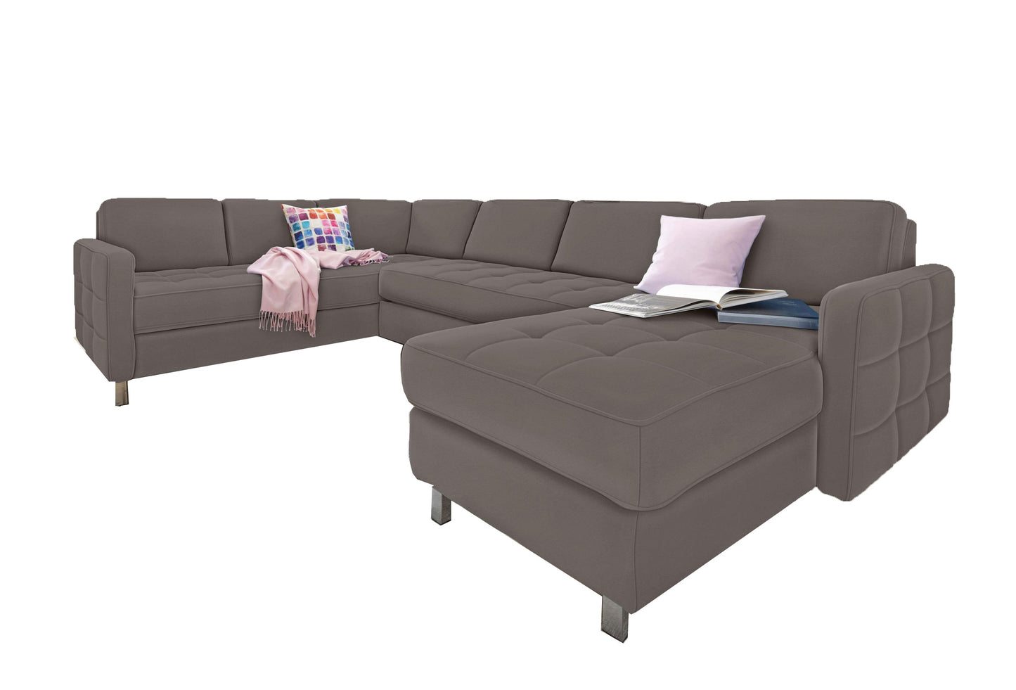 Wohnlandschaft U-Form Pablo in elephant grau beige taupe Kunstleder online kaufen.