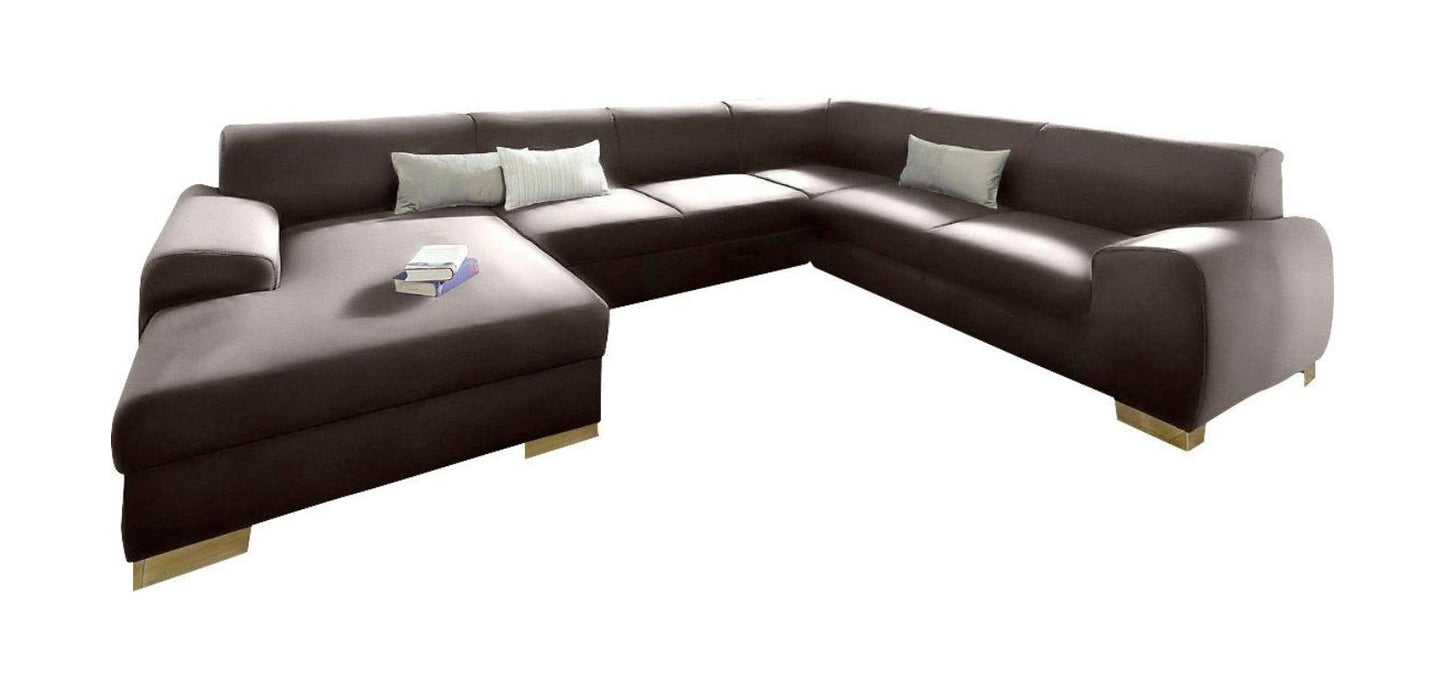 XXL Wohnlandschaft 351cm Federkern Kunstleder Braun Schlamm B-Ware