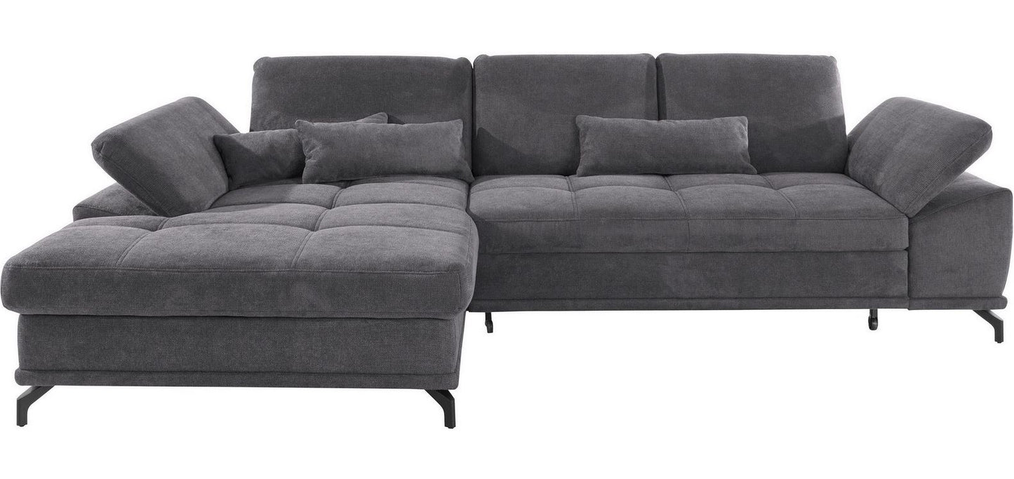 Ecksofa Costello Grau mit Sitztiefenverstellung und Federkern sofort lieferbar.