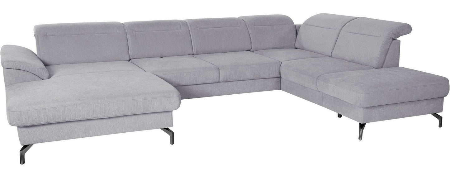 Wohnlandschaft 343 cm Grau Federkern Sitztiefenverstellung B-Ware