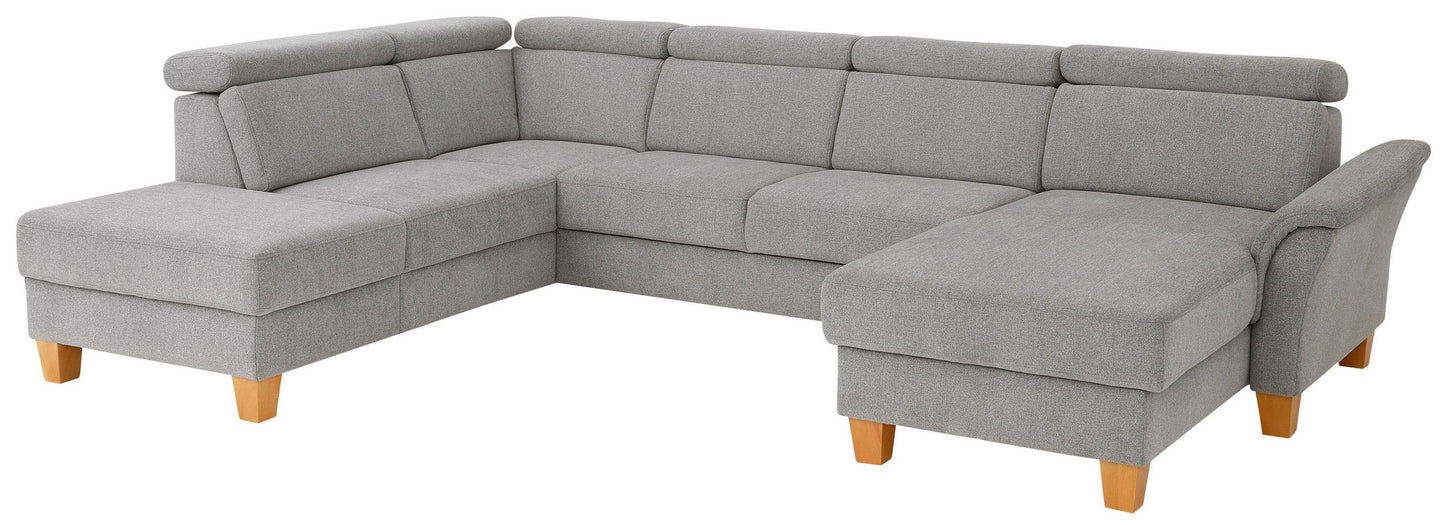 Wohnlandschaft Grau mit Schlaffunktion, Bettkasten, Federkern und Kopfteilverstellung, Conville jetzt reduziert im Angebot kaufen.