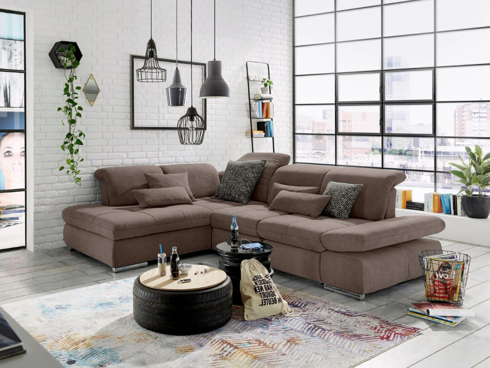 Ecksofa ❤ set one by Musterring SO4100 Taupe Federkern, Sitztiefenverstellung B-Ware
