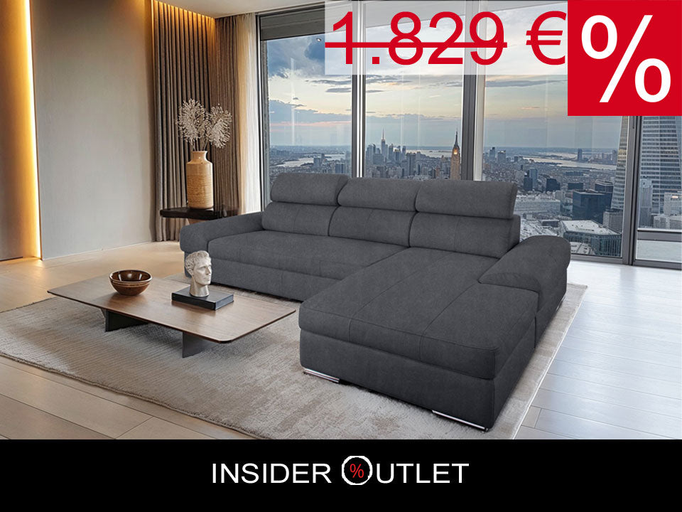 Ecksofa 284x171 cm Grau Schlaffunktion Kopfteilverstellung Luxus-Microfaser B-Ware