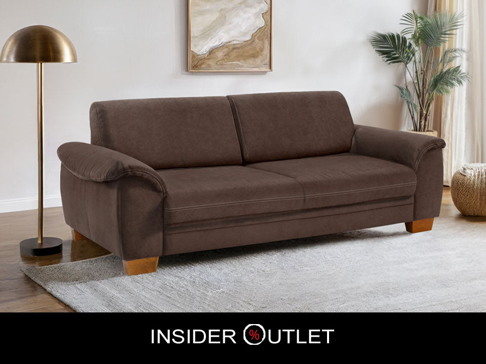 3,5 Sitzer Sofa Husum Braun mit Federkern und Sitztiefenverstellung in Luxus-Microfaser reduziert im Angebot sofort lieferbar.