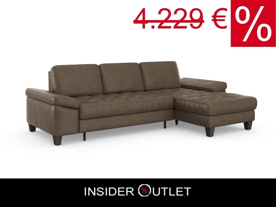 Ecksofa Braun mit Schlaffunktion, Bettkasten, Federkern und Sitztiefenverstellung in Microfaser Lederoptik, Couch Westham jetzt reduziert im Angebot kaufen.