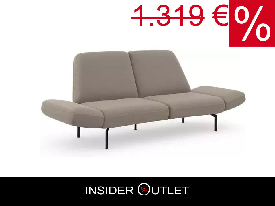 2,5 Sitzer Sofa Avellino dunkelbeige, braun Rückenverstellung, Armteilverstellung im Skandi Design reduziert online kaufen.