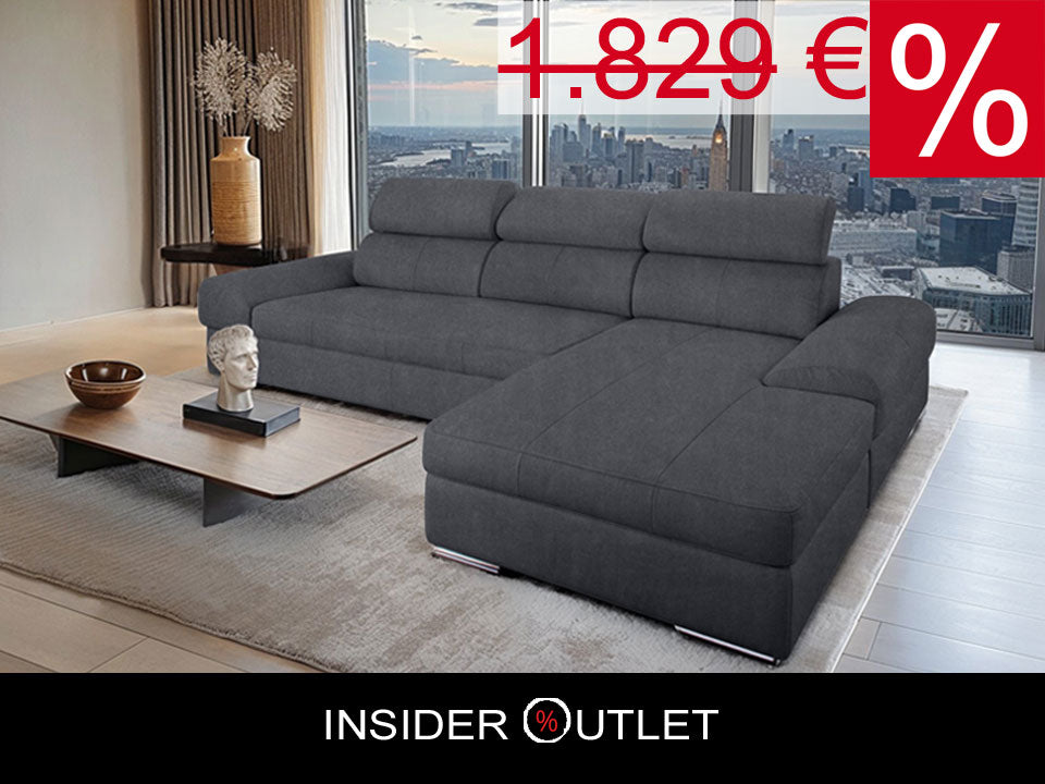 Ecksofa 284x171 cm Grau Schlaffunktion Kopfteilverstellung Luxus-Microfaser B-Ware