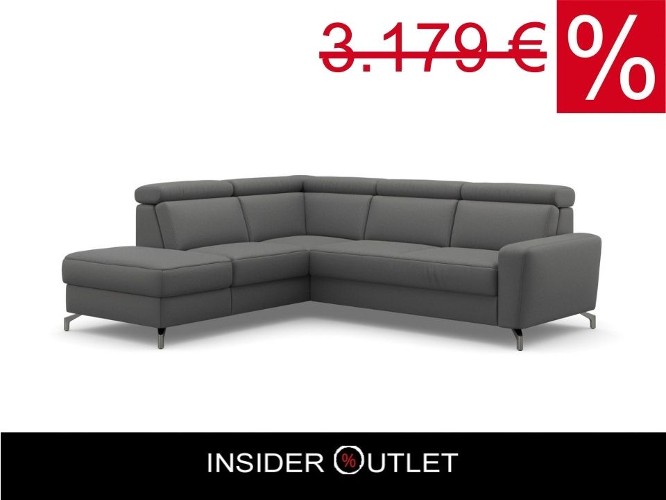 Ecksofa Scarlett Grau mit Schlaffunktion, Bettkasten, Federkern und Kopfteilverstellung in Luxus-Microfaser jetzt reduziert im Angebot online bestellen.