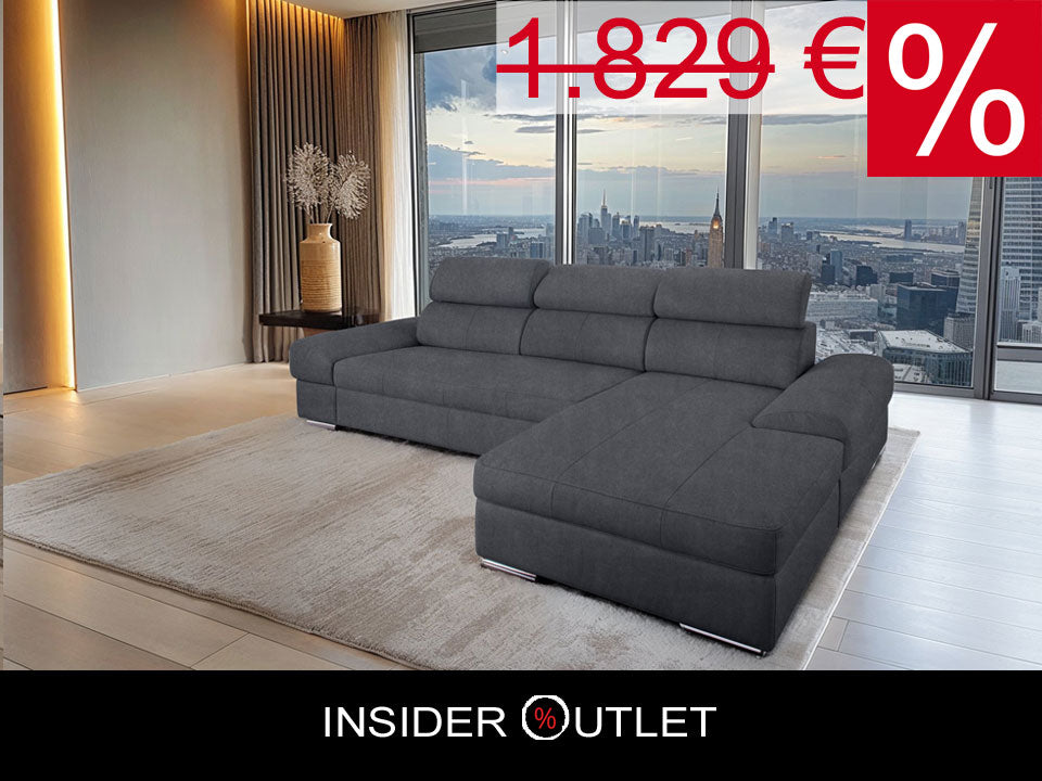 Ecksofa 284x171 cm Grau Schlaffunktion Kopfteilverstellung Luxus-Microfaser B-Ware