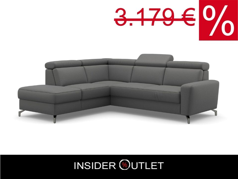 Ecksofa Scarlett Grau mit Schlaffunktion, Bettkasten, Federkern und Kopfteilverstellung in Luxus-Microfaser jetzt reduziert im Angebot online bestellen.