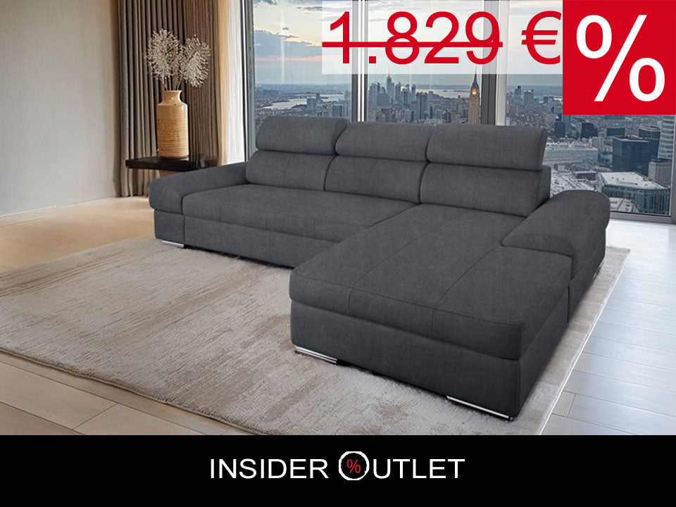 Ecksofa 284x171 cm Grau Schlaffunktion Kopfteilverstellung Luxus-Microfaser B-Ware