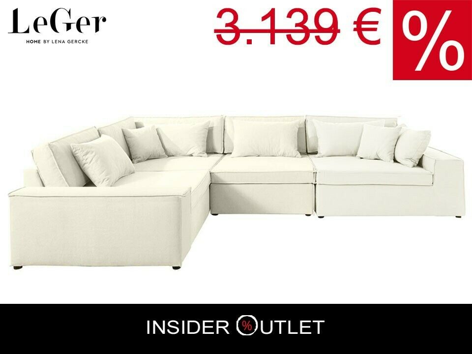 Ecksofa Joreen OTL 360x260 cm Baumwollmix Creme Weiß LeGer Beige B-Ware