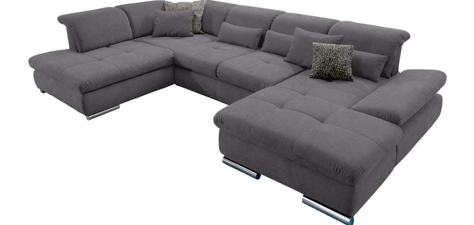 Wohnlandschaft inkl. Hocker Musterring SO4100 Grau 365cm Bettfunktion B-Ware