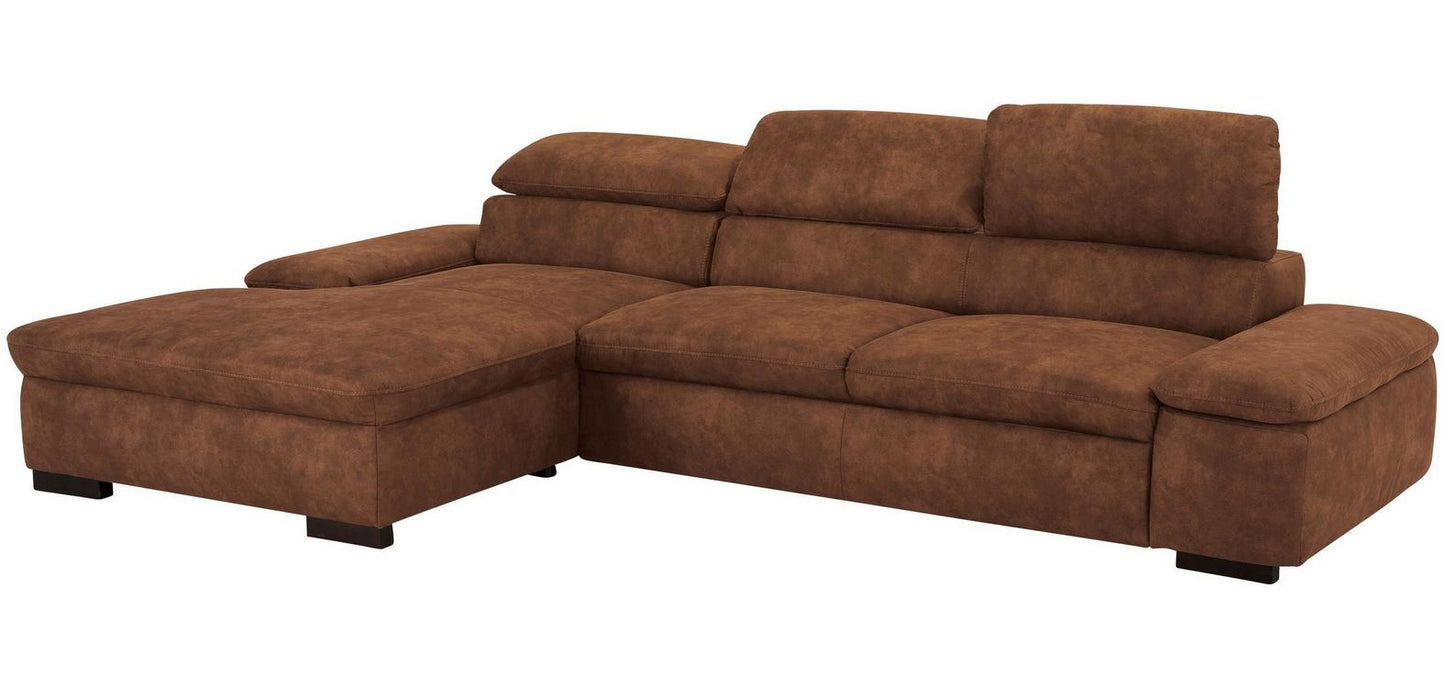Ecksofa 286x174cm Schlaffunktion Microfaser Braun Lederoptik B-Ware