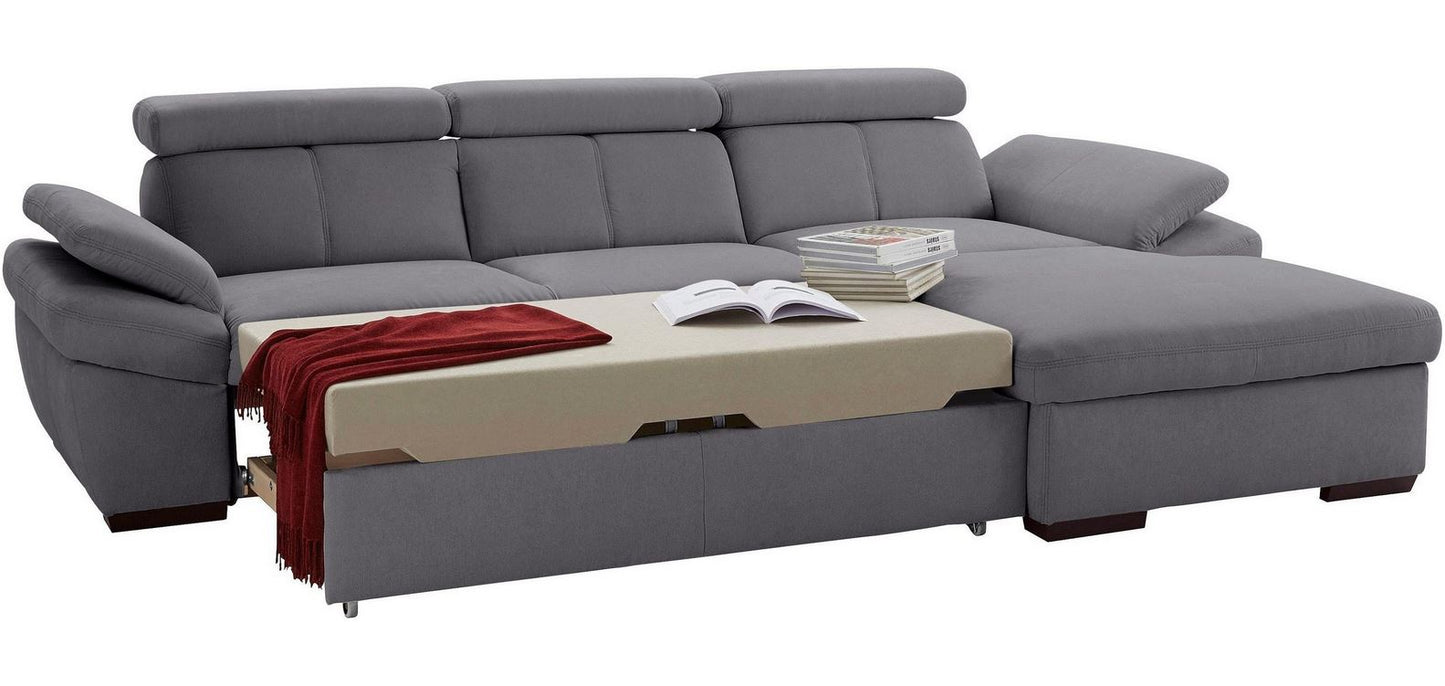 Ecksofa 280x170 cm Grau Luxus-Microfaser Bettfunktion B-Ware