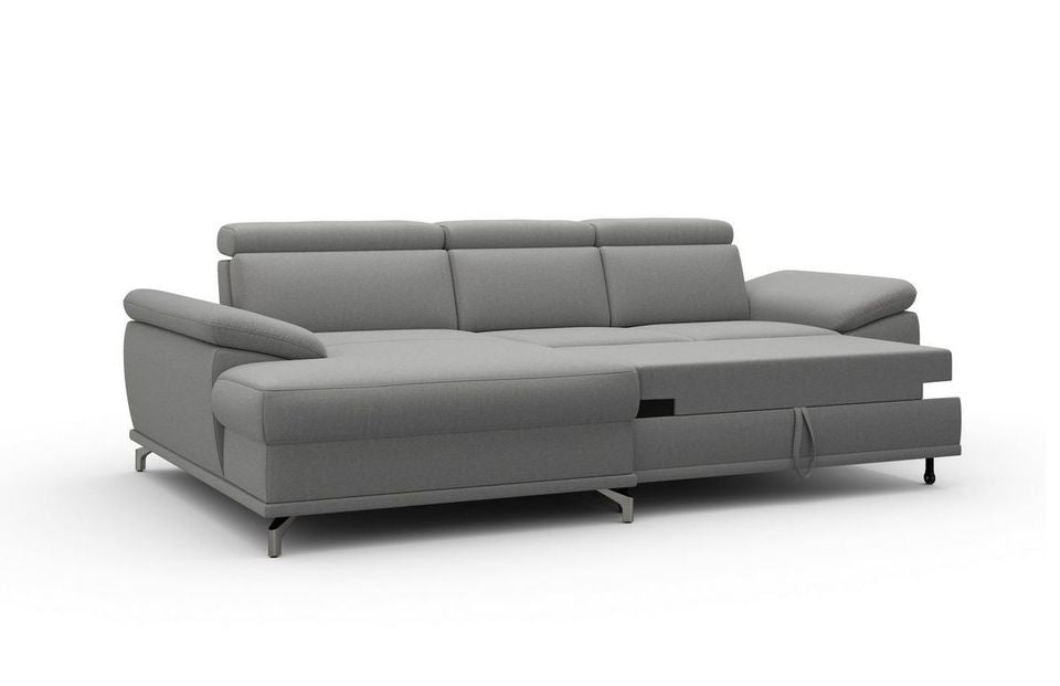 Ecksofa 295x180cm Grau Schlaffunktion Bettkasten Federkern Microfaser B-Ware