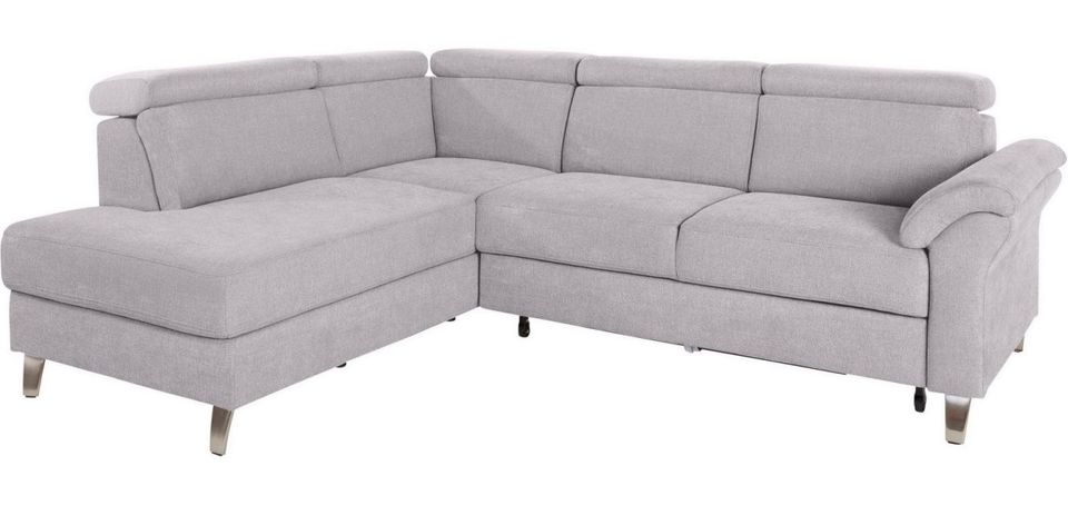 Ecksofa 245x194cm Grau Schlaffunktion Bettkasten Federkern B-Ware