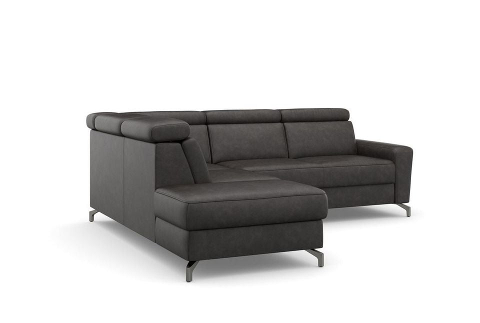 Ecksofa ★ 258x226cm Grau Anthrazit Lederoptik Schwarz B-Ware