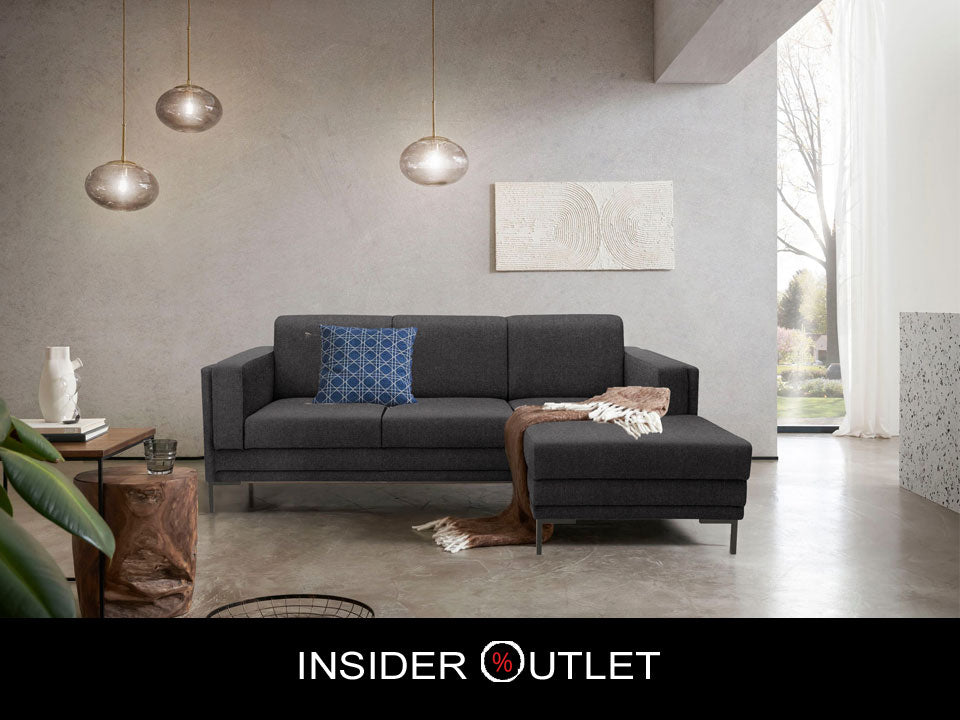 Ecksofa grau, LOOKS VII by Wolfgang Joop, anthrazit Struktur fein L-Form Couch, reduziert.