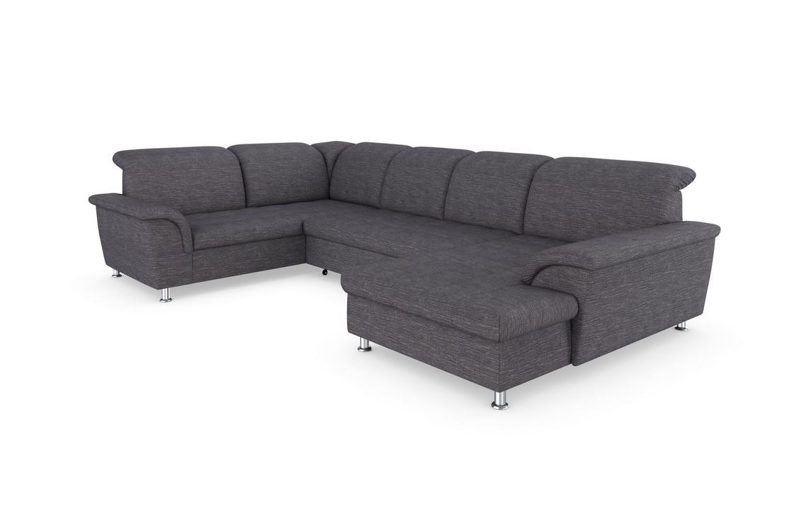 XXL Wohnlandschaft grau 352 cm Schlaffunktion Bettkasten B-Ware