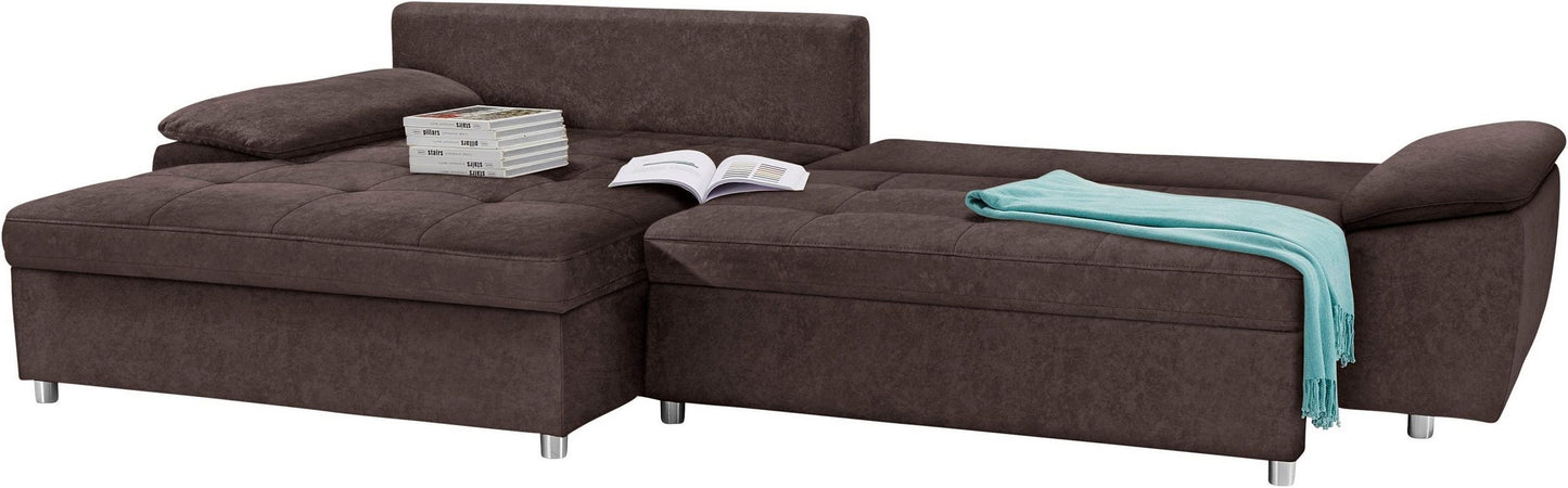 Ecksofa 290x163cm Braun Schlaffunktion Bettkasten Federkern B-Ware