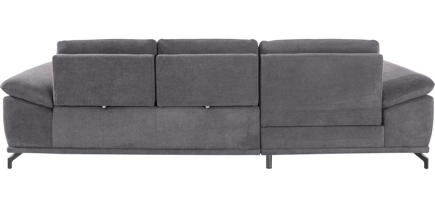 Ecksofa Costello Grau mit Sitztiefenverstellung und Federkern reduziert.