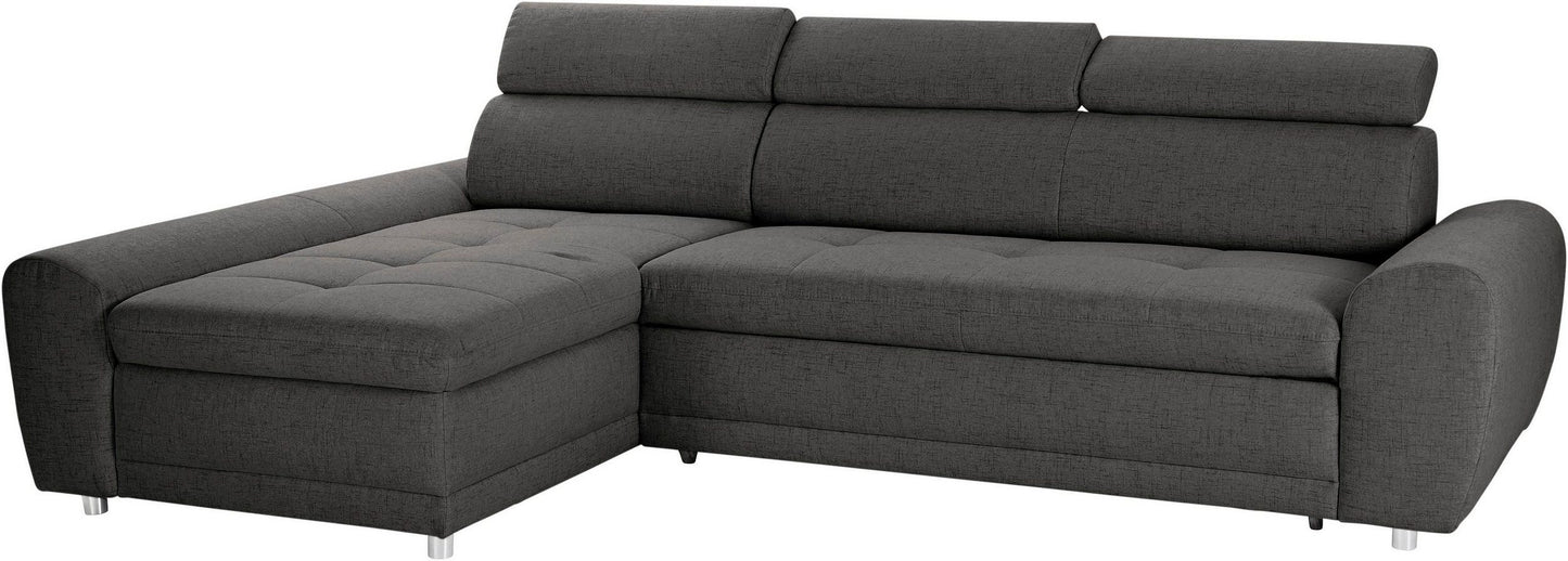 Ecksofa Grau mit Bettfunktion Federkern Riva, jetzt reduziert, online bestellen.