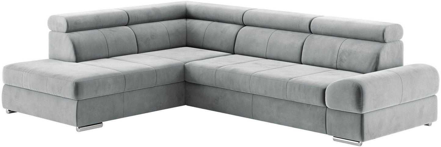 Ecksofa Samt Grau mit Schlaffunktion und PUR-Schaum, Broadway jetzt reduziert online bestellen.