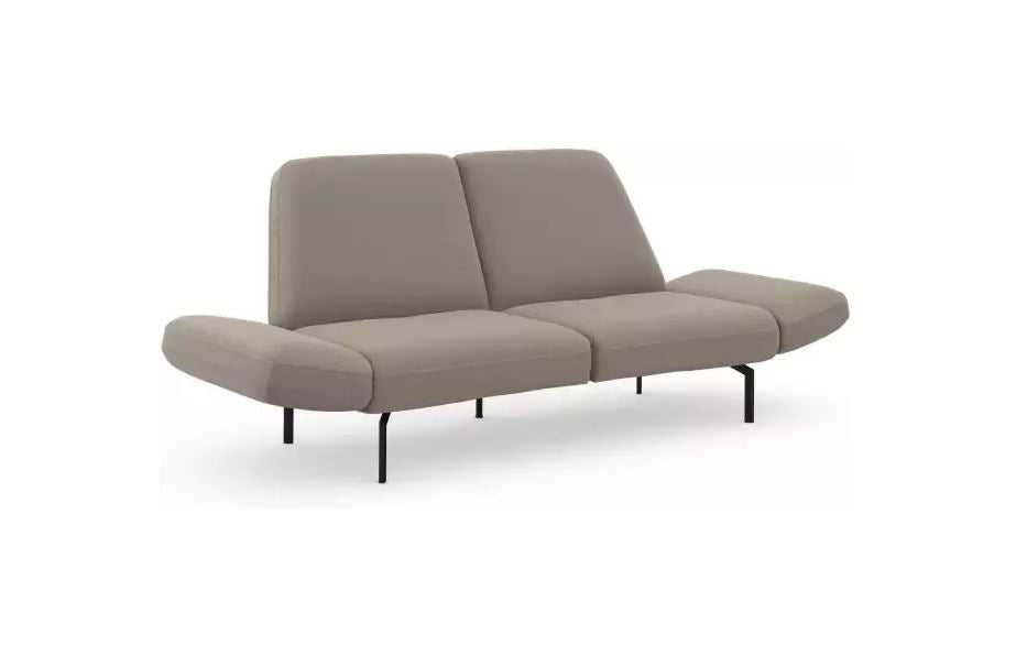 Sofa Avellino dunkelbeige, braun Rückenverstellung, Armteilverstellung im Skandi Design online bestellen.