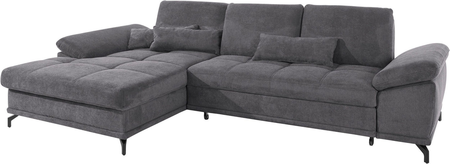 Ecksofa Costello Grau mit Sitztiefenverstellung und Federkern sofort verfügbar.