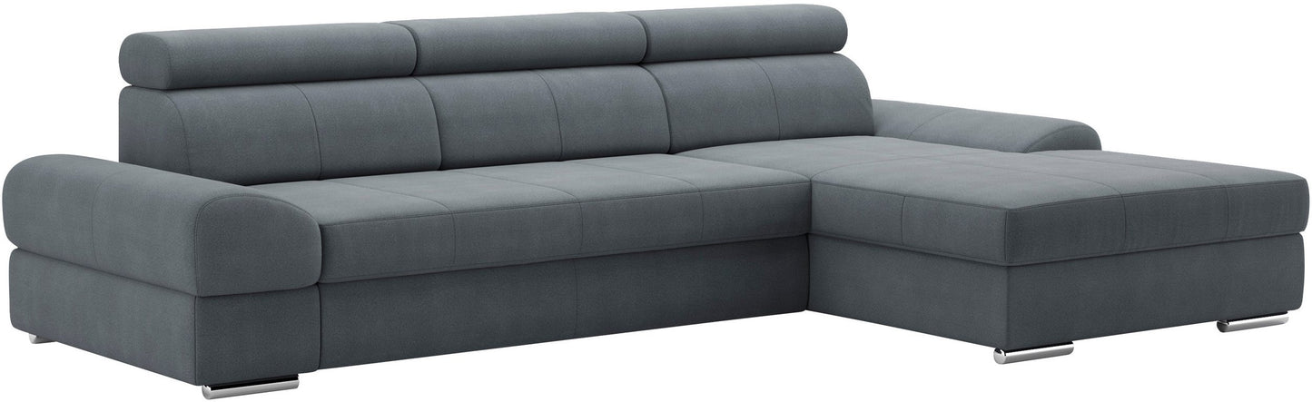Ecksofa 284x171 cm Grau Schlaffunktion Kopfteilverstellung Luxus-Microfaser B-Ware